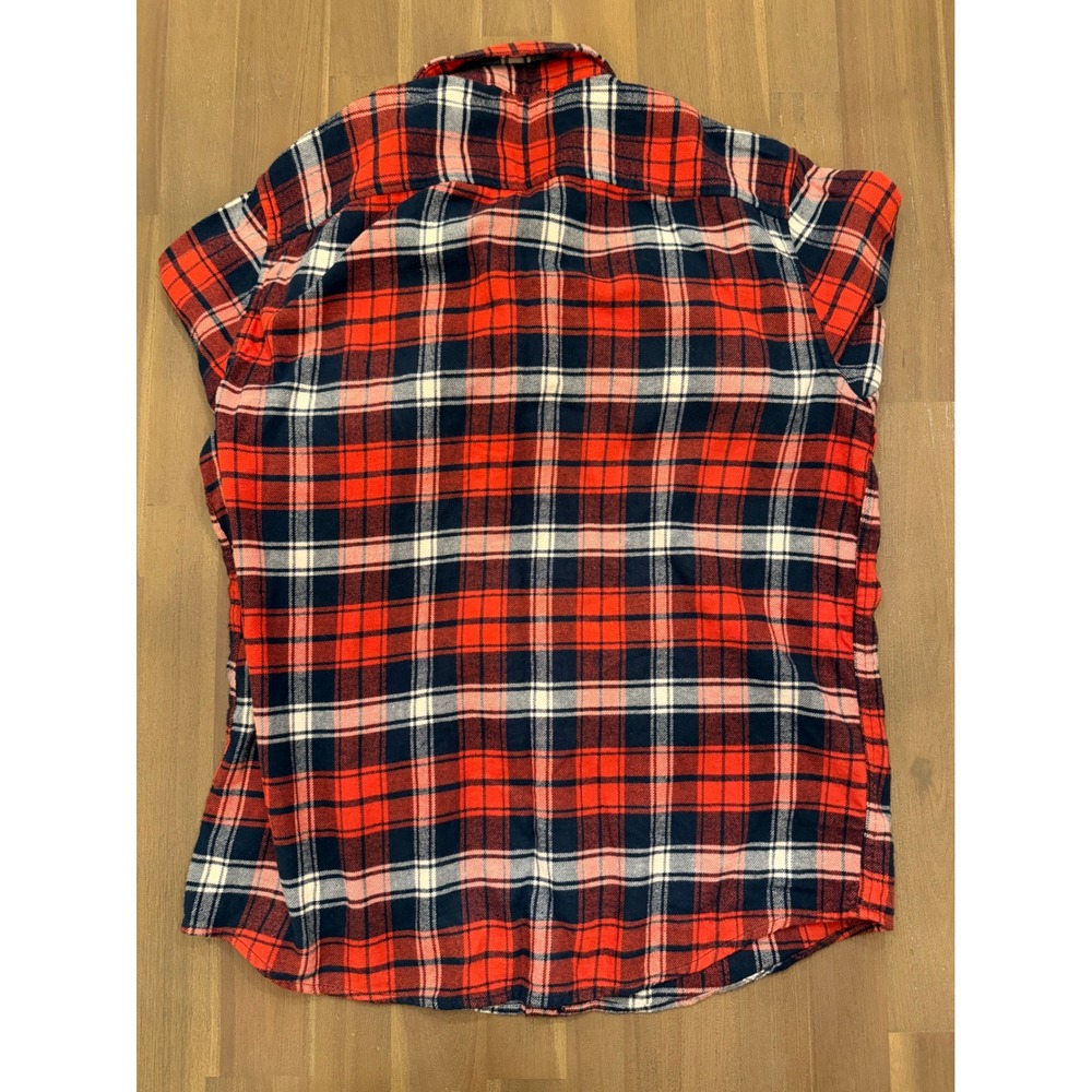 American Eagle Mens Red Plaid Flannel Button Down Shirt Medium Long Sleeve - Picture 2 of 6
